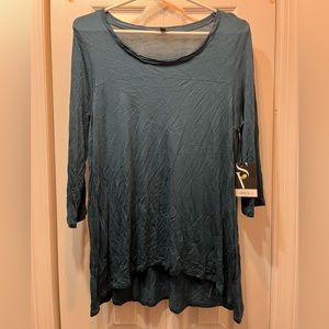 Simply Vera Vera Wang Teal Quarter Sleeve Shirt, Size M